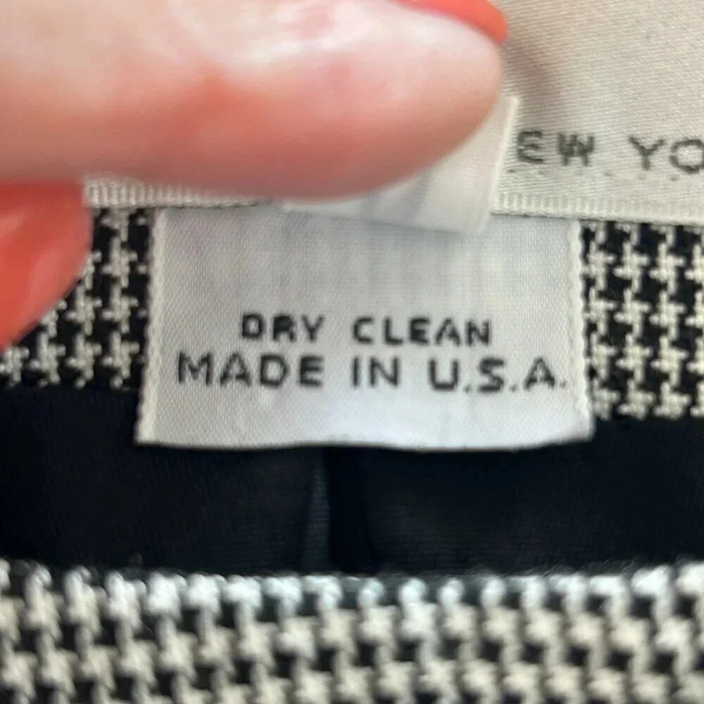 Christian Dior The Suit Vintage 80s Black Houndstooth Plaid Pleated Skirt Suit - Picture 8 of 8